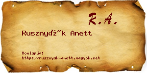 Rusznyák Anett névjegykártya